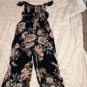 Floral off the shoulder long romper